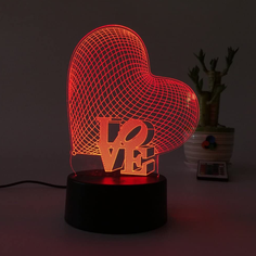 3D Heart LED Color-Changing Night Light with Remote Control product